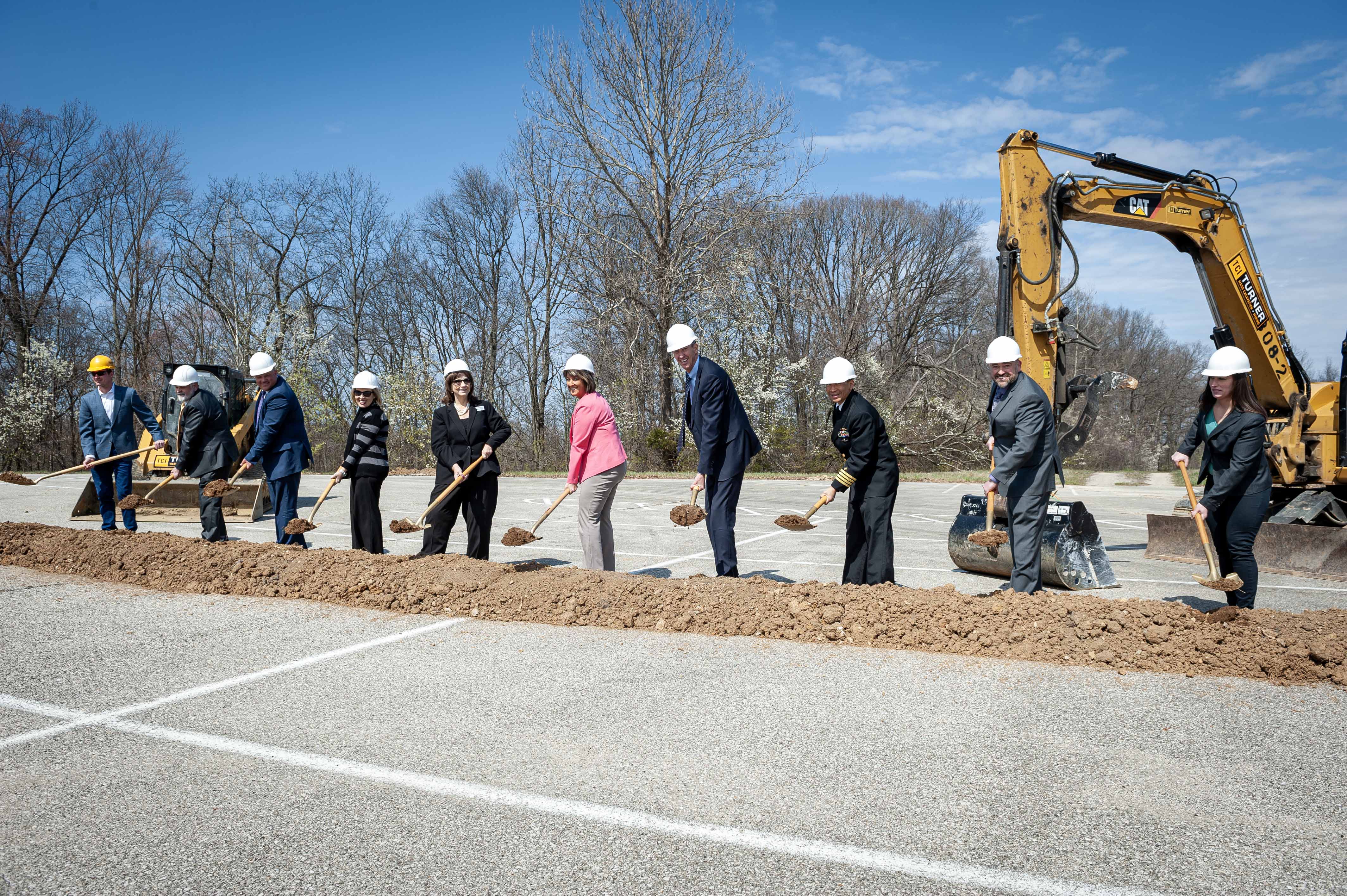NSWC Crane and Navy leaders break ground on the Missile Technology Evaluation Facility (MTEF) Thursday, March 21.